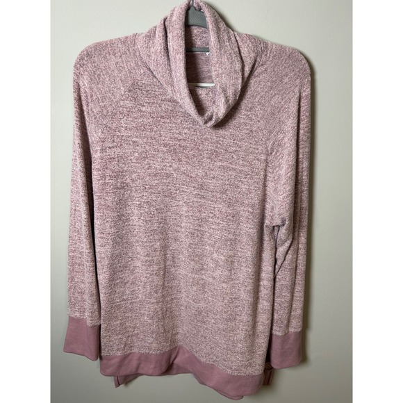 Sweaters - Dusty Rose Marled Knit Cowl Neck Pullover Sweater Women's Large Heathered Pink